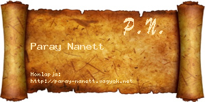 Paray Nanett névjegykártya